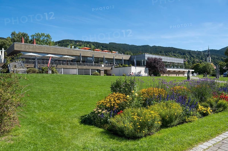 Spa garden mit Vitalwelt Monte Mare, town of Schliersee, Upper Bavaria, Bavaria, Germany