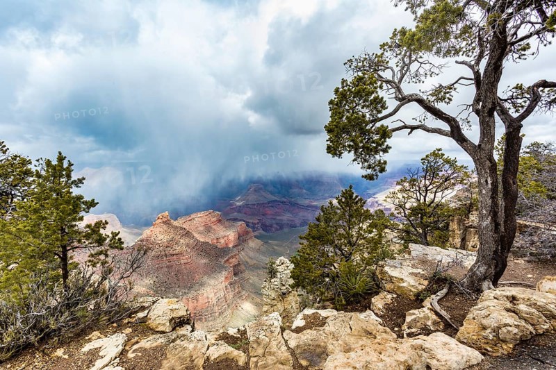 Light winter storm weather over The Grand Canyon in northern Arizona
