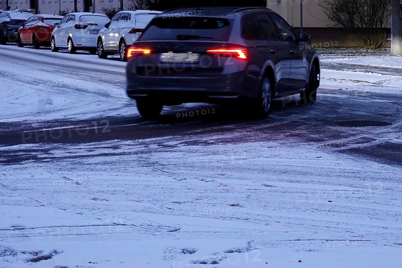Winter, slippery roads with snow and ice, slippery roads, Germany