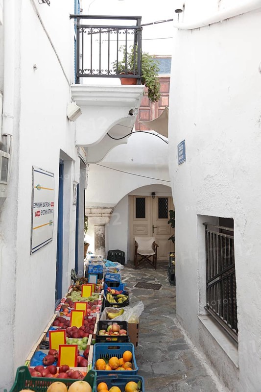 Alley in the old town of Naxos, Cyclades, Greece