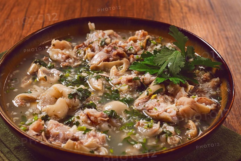 Muzhuzhi, a Georgian dish made from pork legs, with spices and herbs, homemade