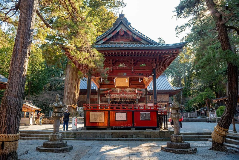 Shinto Shrine Buildings, Kitaguchi-hongu Fuji Sengen Shrine, Shinto Shrine in the Forest, Fujiyoshida, Yamanashi Prefecture, Japan