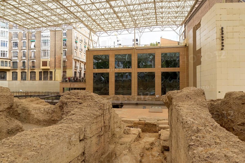 Covered ruins of Roman theatre amphitheatre, Zaragoza, Aragon, Spain