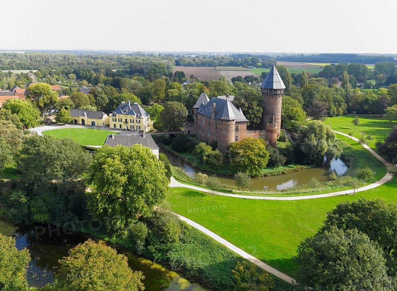 Aerial view of Linn Krefeld Castle, North Rhine-Westphalia, Germany