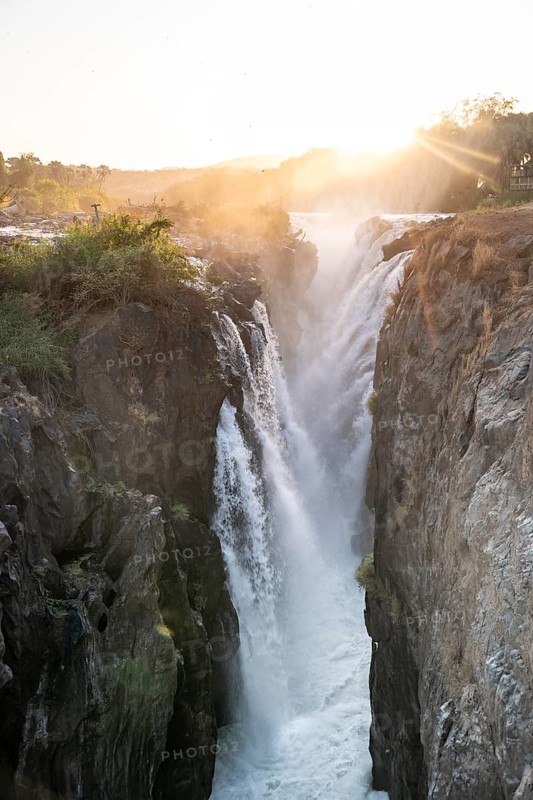 Epupa Falls, sunset at Epupa Waterfalls, Kaokoveld, Namibia