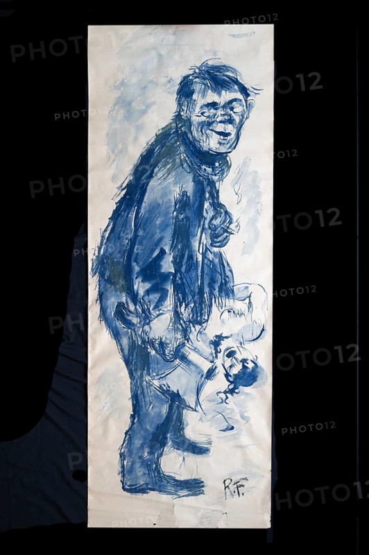 Original caricature, Berlin milieui from the 1940s, by artist Rudolf Führmann, 1909 to 1976, Lüneburg, Lower Saxony, Germany