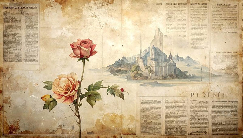 Grunge old public newspaper, texture background wallpaper illustration, vintage tattered yellow press news, AI generated