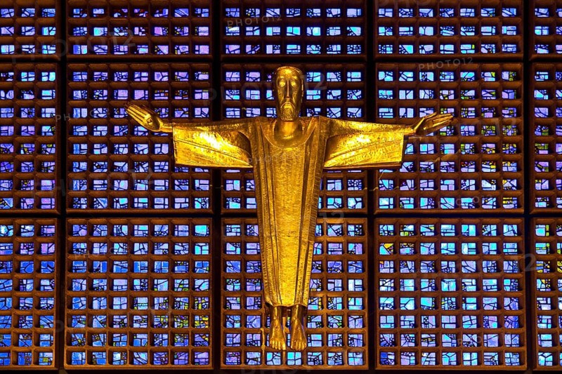Kaiser Wilhelm Memorial Church, interior of the New Church with Resurrection Christ, Berlin, Germany
