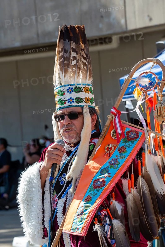 Detroit, Michigan USA - 13 October 2025 - On Indigenous People's Day, Native American tribes held a Pow Wow in downtown Detroit. The city of Detroit (originally Waawiyatanong) recognizes the day as Indigenous People's Day, while the federal government observes it only as Columbus Day