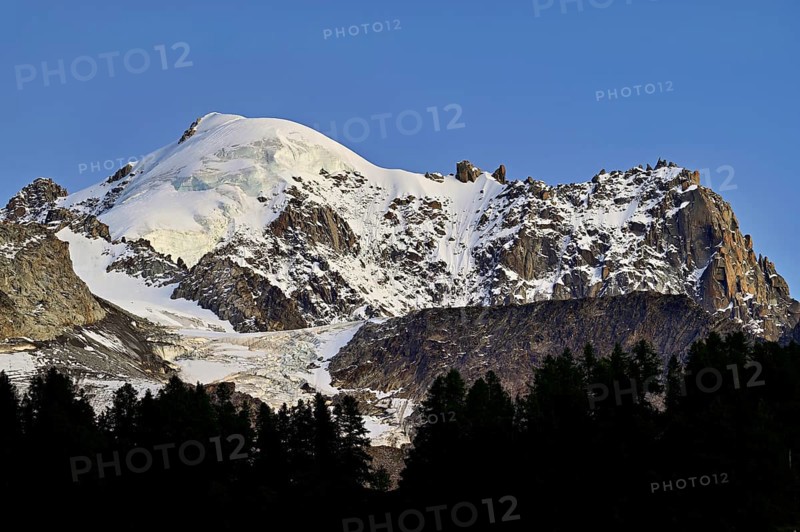 Snow-covered Aiguille Verte, Chamonix-Mont-Blanc, Haute-Savoie, France