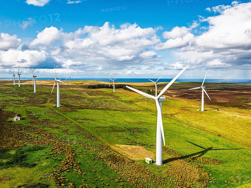 Wind Farm from a drone in southeast Scotland, UK