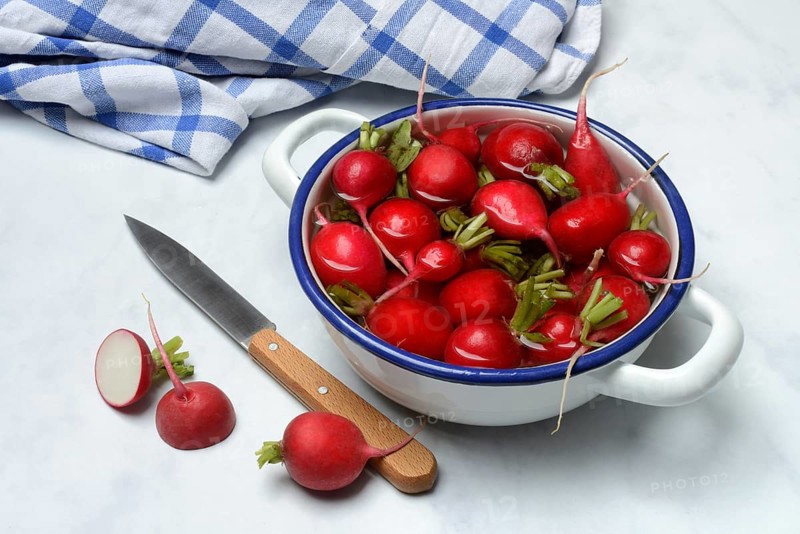 Radish in skin, in water, Raphanus sativus