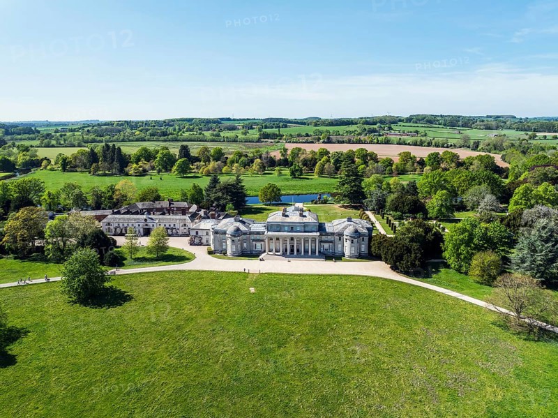 Shugborough Estate from a drone, Great Haywood, Staffordshire, England, United Kingdom