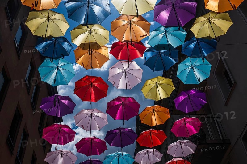 Coloured umbrellas, Interlaken, Bern, Switzerland