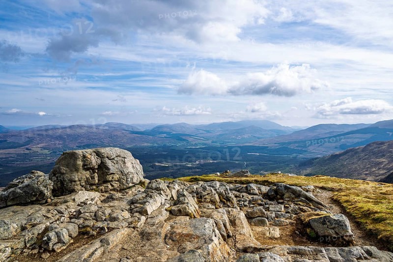 View from Nevis Range Mountains, Grampian Mountains, Fort William, Highland, Lochaber, Scotland, UK