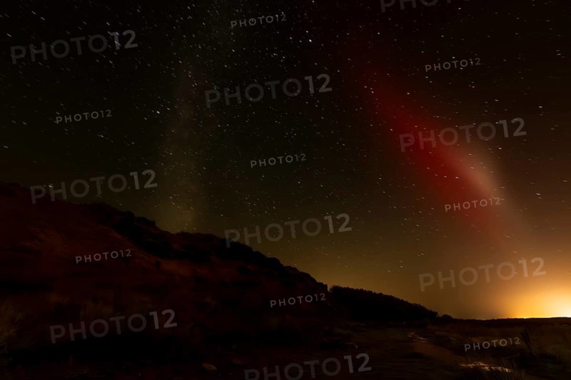 Northern Lights with Milky Way at the North Sea, Elbogen, List, Sylt, Schleswig-Holstein