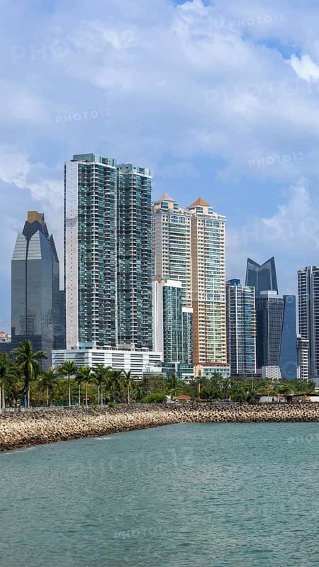 Panoramic view of skyline of Panama City downtown and financial center