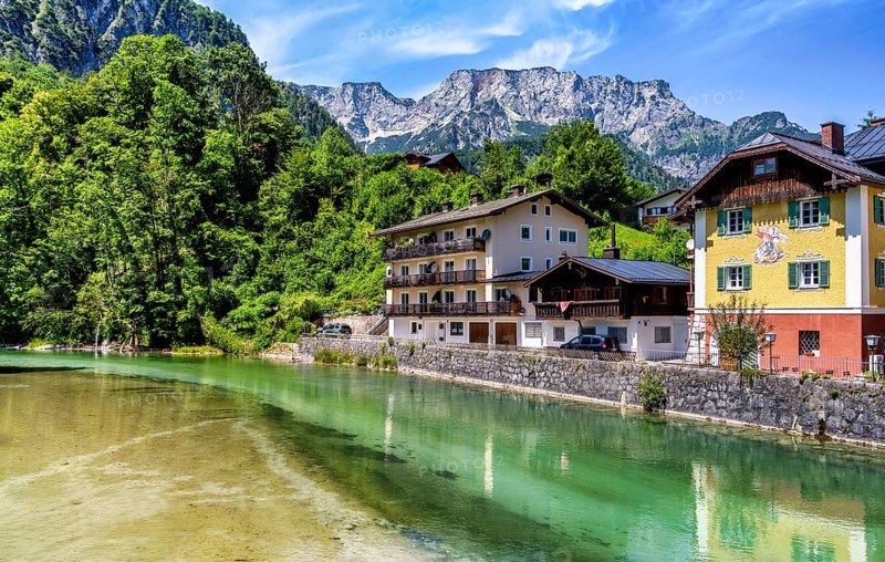 The Berchtesgadener Ache in Marktschellenberg, Bavaria, Germany