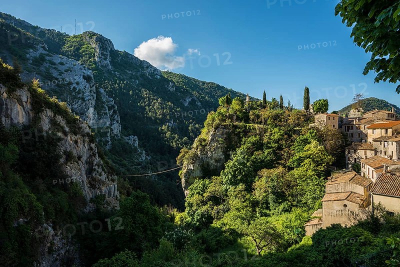 Picturesque medieval mountain village, Peille, near Monaco, Cote d'Azur, Alpes-Maritimes, Provence-Alpes-Cote-d'Azur, South of France, France
