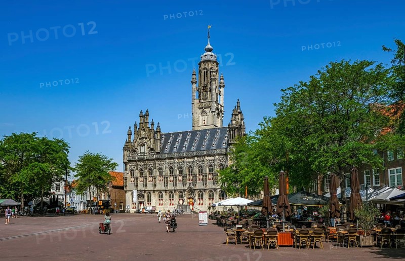 Middelburg, Zeeland, Netherlands - Stadhuis Middelburg. The town hall on the market square in the historic city centre is a landmark of the city