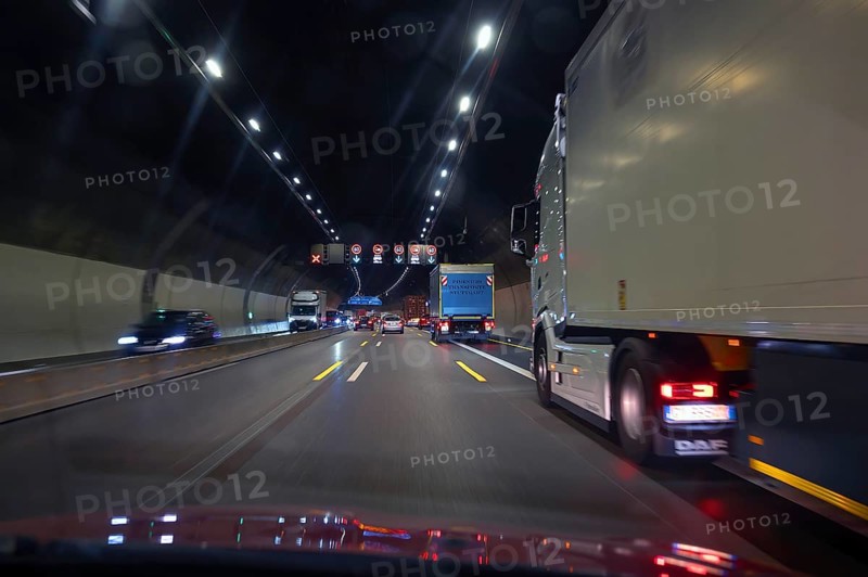 Traffic in the Engelberg Tunnel on the A 81 motorway, Baden-Württemberg, Germany