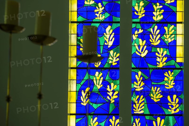 Interior view of the chapel, Chapelle du Rosaire de Vence, Chapelle Matisse, artist Henri Matisse, Vence, Provence Alpes Côte d'Azur, South of France, France