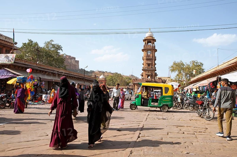Ghanta Ghar clock tower in Sandar Market Girdikot, old town of Jodhpur, Rajasthan, India