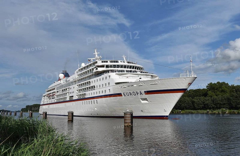 MS EUROPA, cruise ship EUROPA sailing in the Kiel Canal, NOK, Kiel Canal, Kielkanal, Schleswig-Holstein, Germany