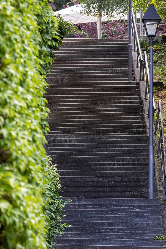 Singing relay at the Schützenplatz in Stuttgart. It is estimated that there are up to 400 Stäffele in Stuttgart. The steps are a shortcut between the half-heights and the city centre. They are also popular as a lookout point or meeting place. The Stäffele are considered one of the landmarks of the state capital. Stuttgart, Baden-Württemberg, Germany