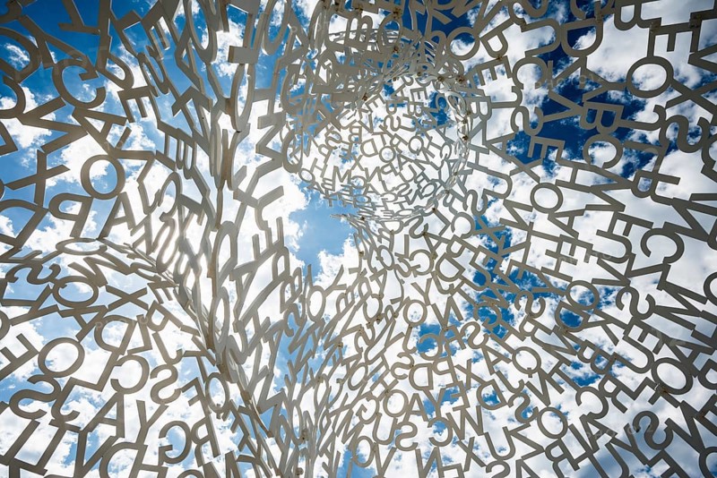 Sculpture made of letters, Le Nomade, artist Jaume Plensa, Antibes, Provence Alpes Côte d'Azur, South of France, France