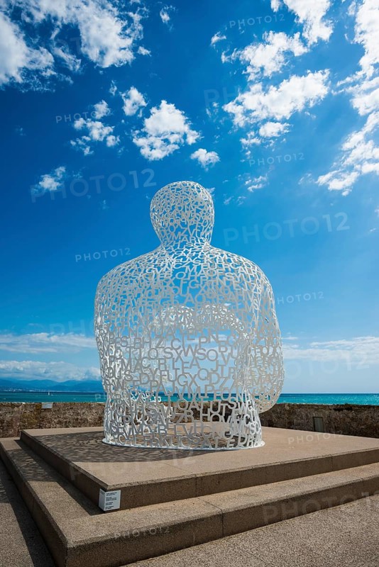 Sculpture made of letters, Le Nomade, artist Jaume Plensa, Antibes, Provence Alpes Côte d'Azur, South of France, France
