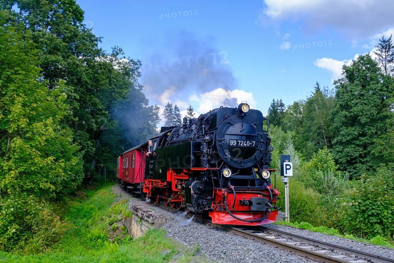 Steam locomotive, Harzquerbahn, near Drei Annen Hohne, Harz, Saxony-Anhalt, Germany