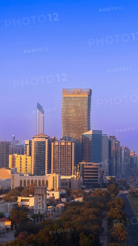 UAE, United Arab Emirates, Abu Dhabi downtown panorama and financial center skyline