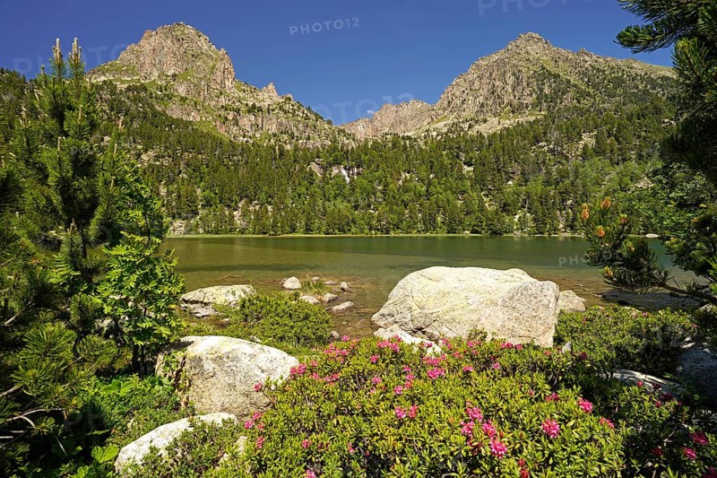Lake Estany de Ratera in the Aigüestortes i Estany de Sant Maurici National Park, Catalonia, Spain