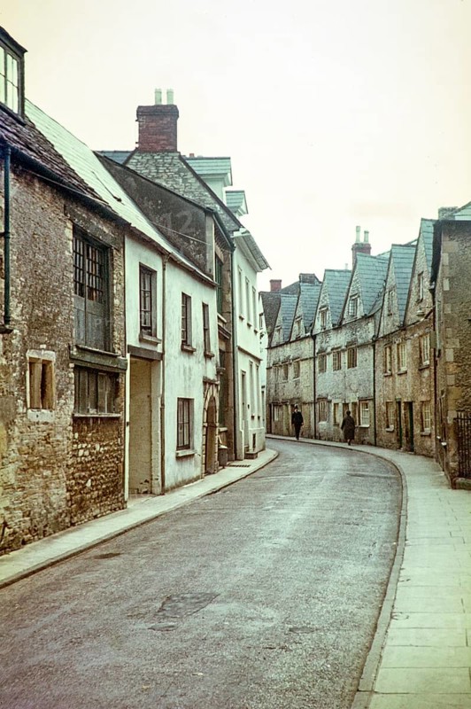 Historic buildings in Coxwell Street, Cirencester, Gloucestershire, England, UK 1960s