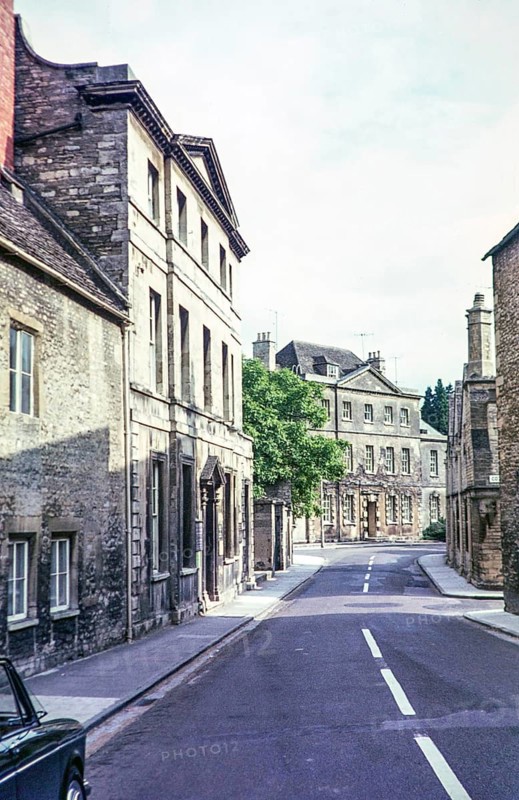 Mead House at end of view down Thomas Street, Cirencester, Gloucestershire, England, UK 1960s