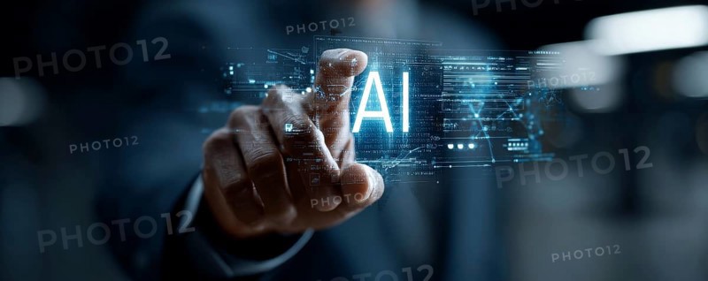 Concept of human and AI Artificial intelligence cooperation and coexisting while increasing prodConcept of human and AI Artificial intelligence cooperation and coexisting while increasing productivity in corporate environment. Power of AI and cloud data centers.uctivity in corporate environment, AI generated