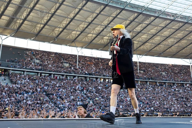 Angus Young, lead guitarist of AC/DC live on Power Up Tour 2025 at the Olympiastadion Berlin on 30 June 2025