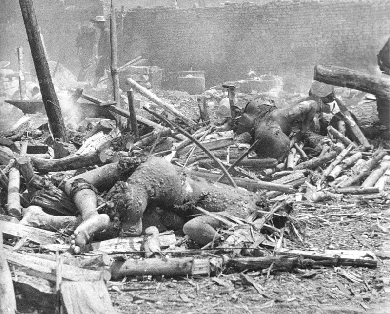 War victims, civilians. Presumably Shangai or in the immediate vicinity. Second World War in Asia. The Second Sino-Japanese War began on 7 July 1937 and lasted until 9 September 1945. It was an all-out invasion of China by the Japanese