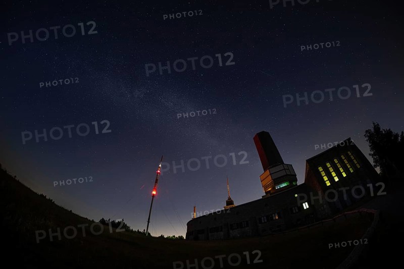 The Milky Way passes over the summit of the Großer Feldberg in the Taunus, near Frankfurt am Main, Großer Feldberg in the Taunus, Schmitten, Hesse, Germany
