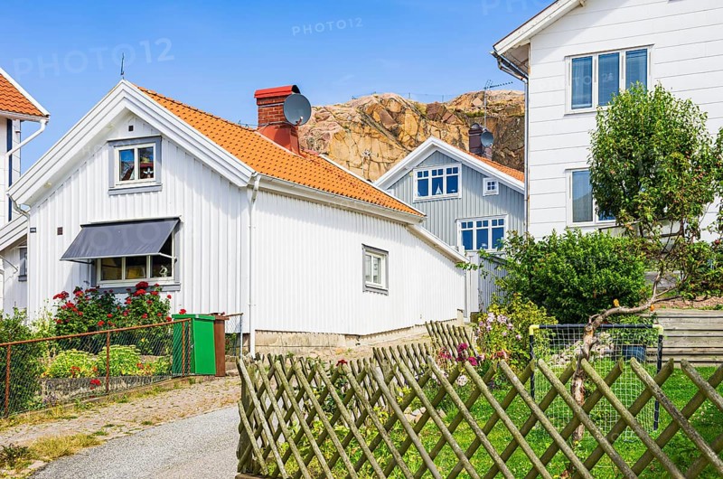 Structures of residential architecture with settlement character in the city centre of Lysekil, Bohuslän, Västra Götalands län, Sweden, Scandinavia