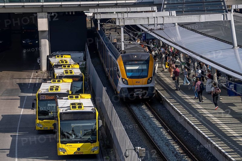 Connection of public transport by rail, road and long-distance railway at Utrecht Centraal station, Netherlands