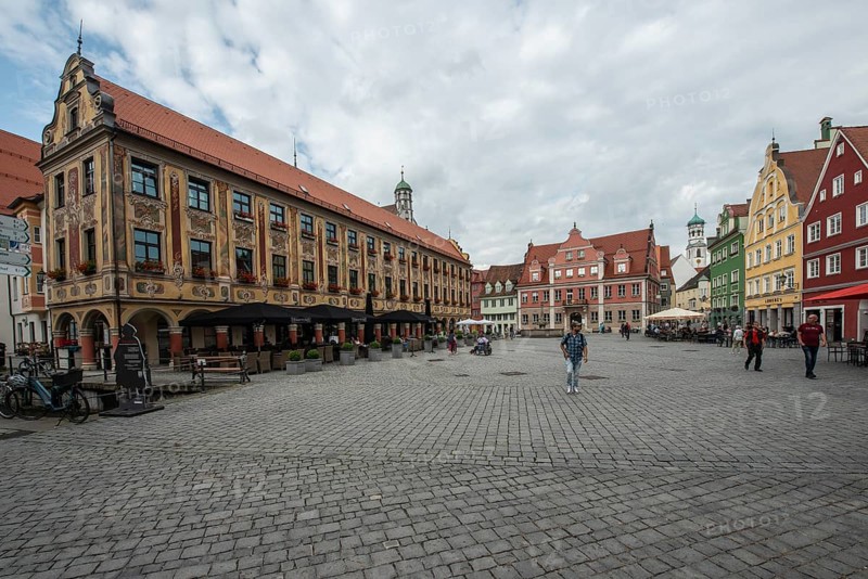 Memmingen, Merktplatz with wheelhouse, Bavaria, Germany