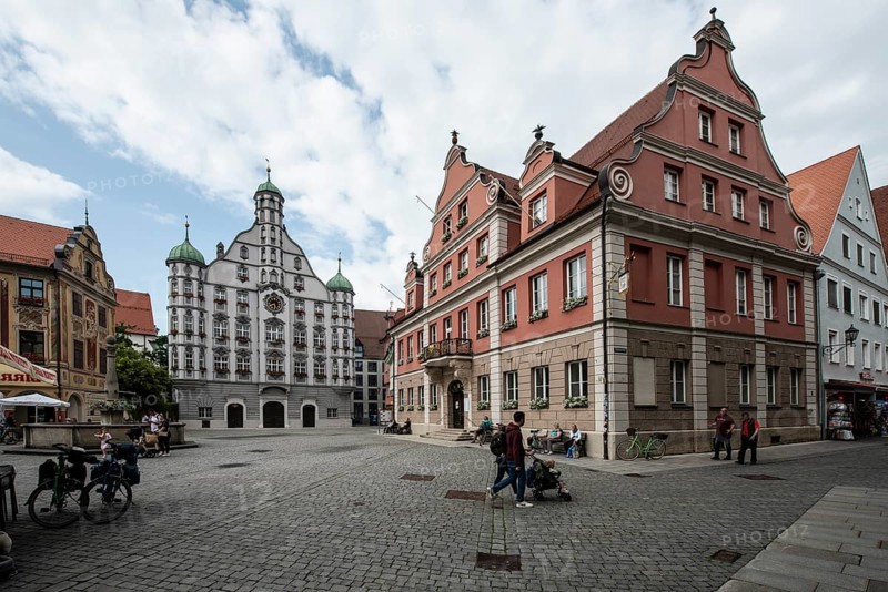 Memmingen, Merktplatz with town hall, Bavaria, Germany