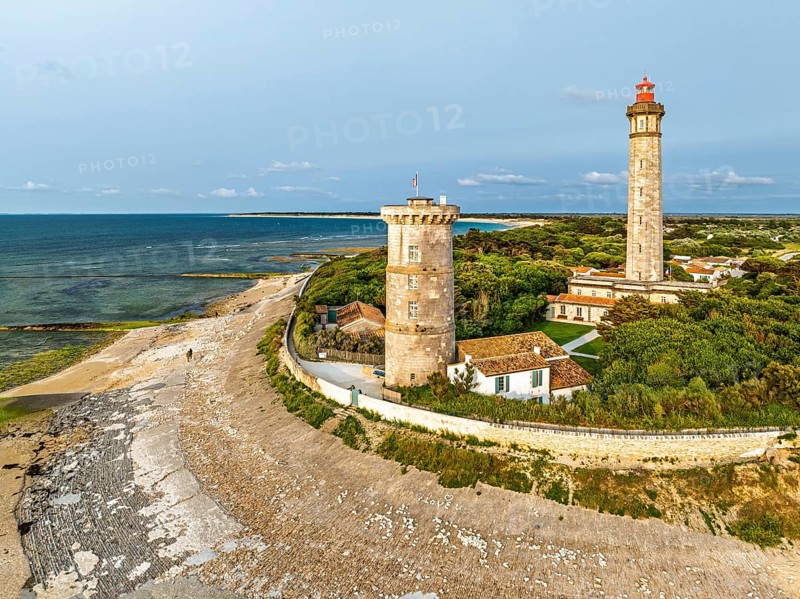 WHALE LIGHTHOUSE from a drone, Saint-Clement-des-Baleines, Atlantic, France