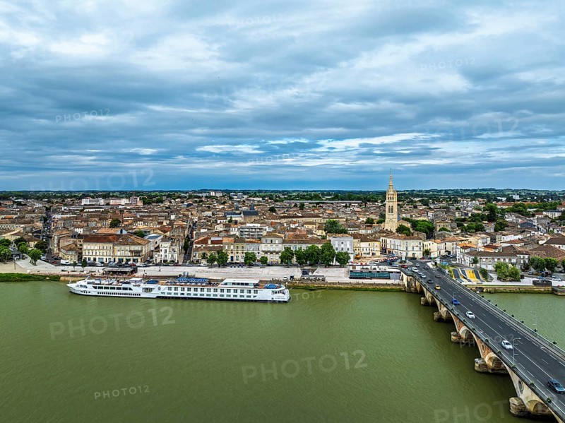Libourne from a drone, Gironde, Nouvelle-Aquitaine, Saint-Emilion and Pomerol, Southwestern France