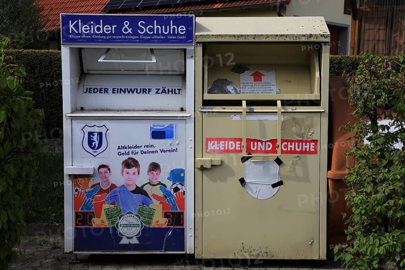 Used clothing collection, containers for clothes and shoes, recycling collection, used clothing containers