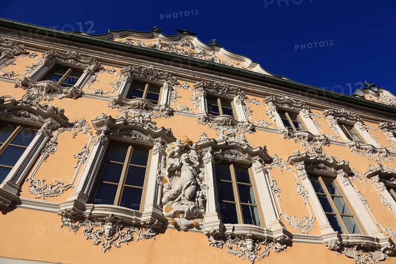 Haus zum Falken, also known as Falkenhaus, Würzburg, Lower Franconia, Bavaria, Germany