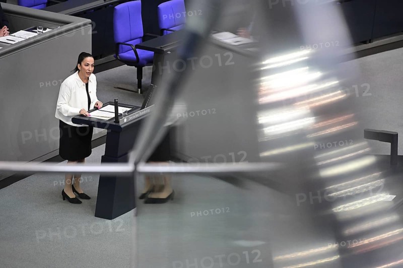 Dr Hülya Düber (CDU CSU) speaks on the agenda item Minimum Wage Act at the eleventh session of the Bundestag