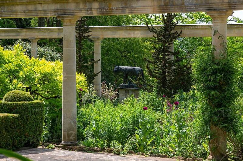 Italianate gardens designed by Harold Ainsworth Peto, Iford Manor, Wiltshire, England, UK